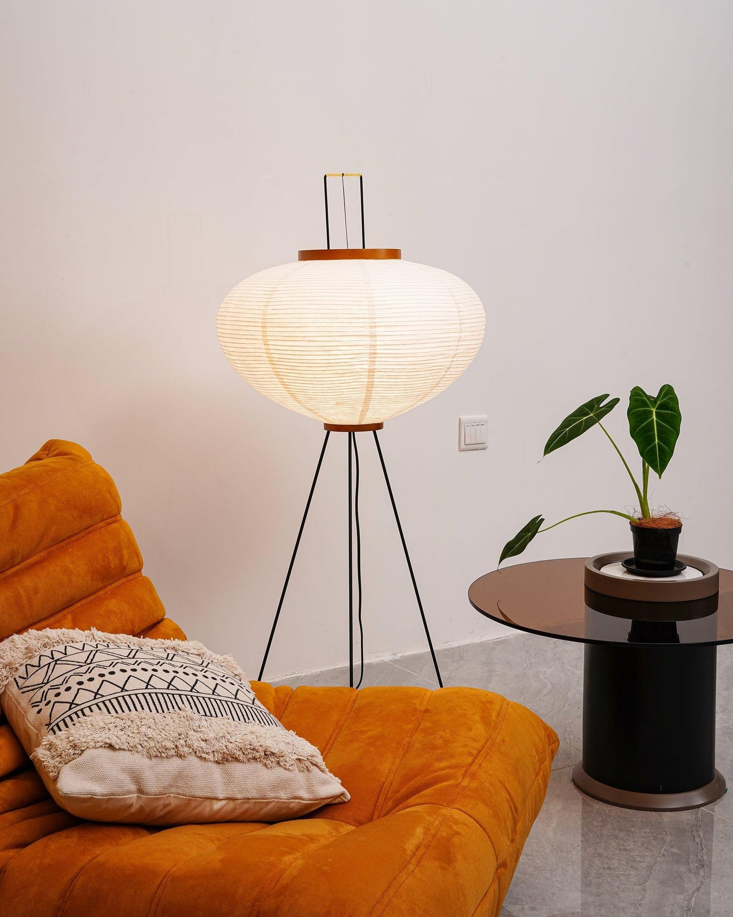 WOMO Lantern Tripod Fabric Floor Lamp-WM7090