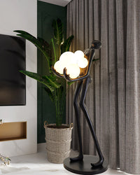 WOMO Sculptural Glass Globe Floor Lamp-WM7083