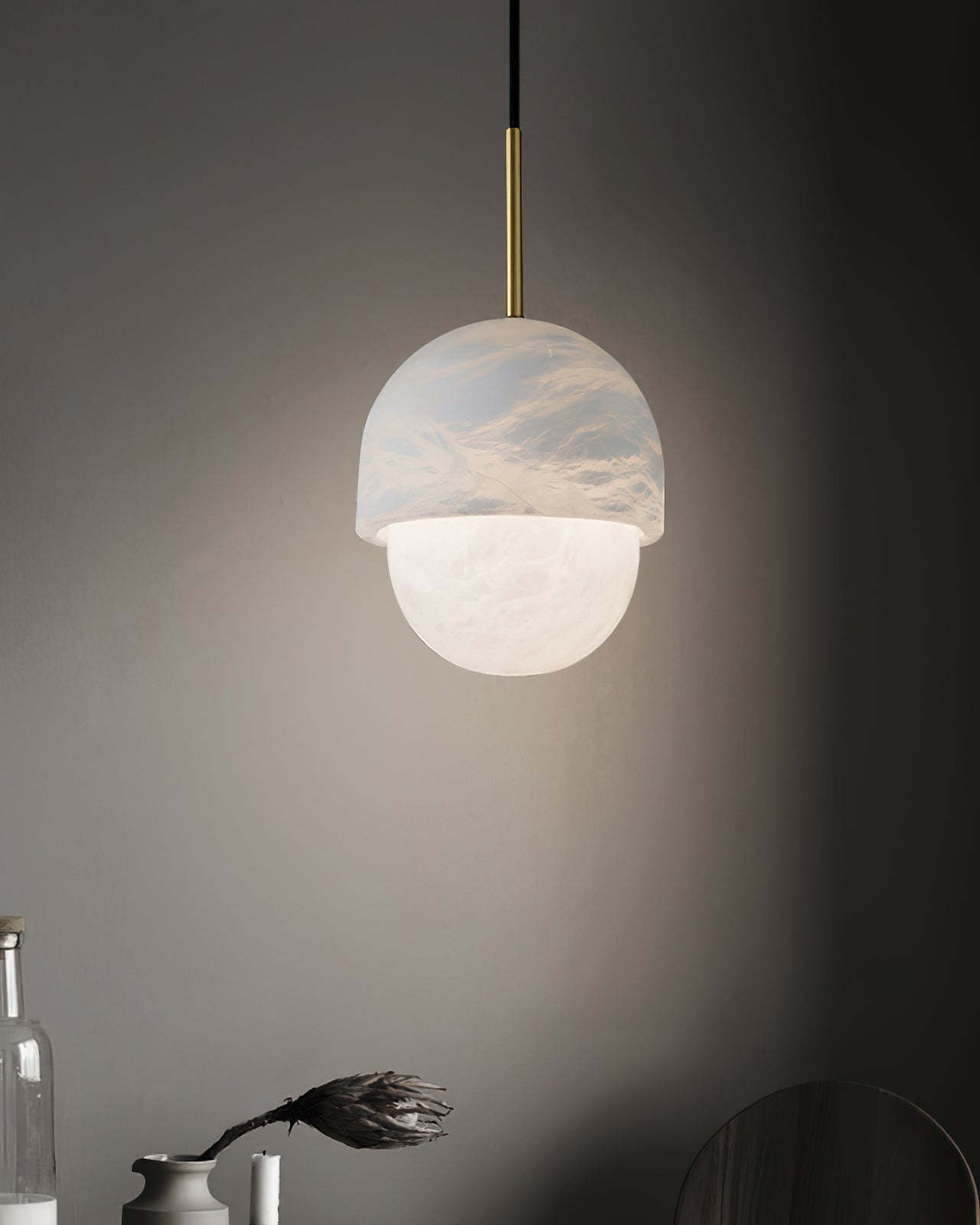 WOMO Alabaster Globe Pendant Light-WM2903