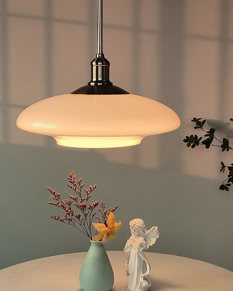 WOMO Milk Glass Flying Saucer Pendant Light-WM2748