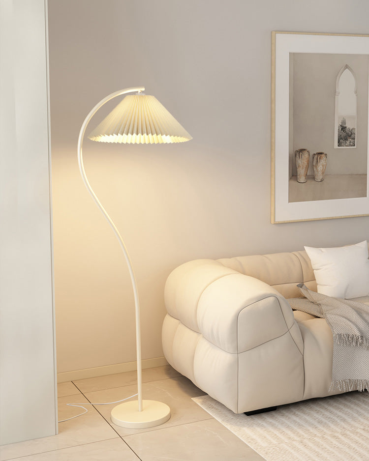 WOMO Pleated Gooseneck Floor Lamp-WM7119