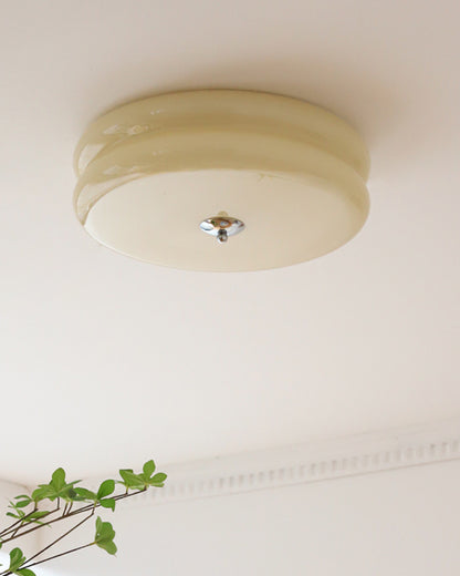 WOMO Round Cream Glass Flush Mount Ceiling Light-WM1132