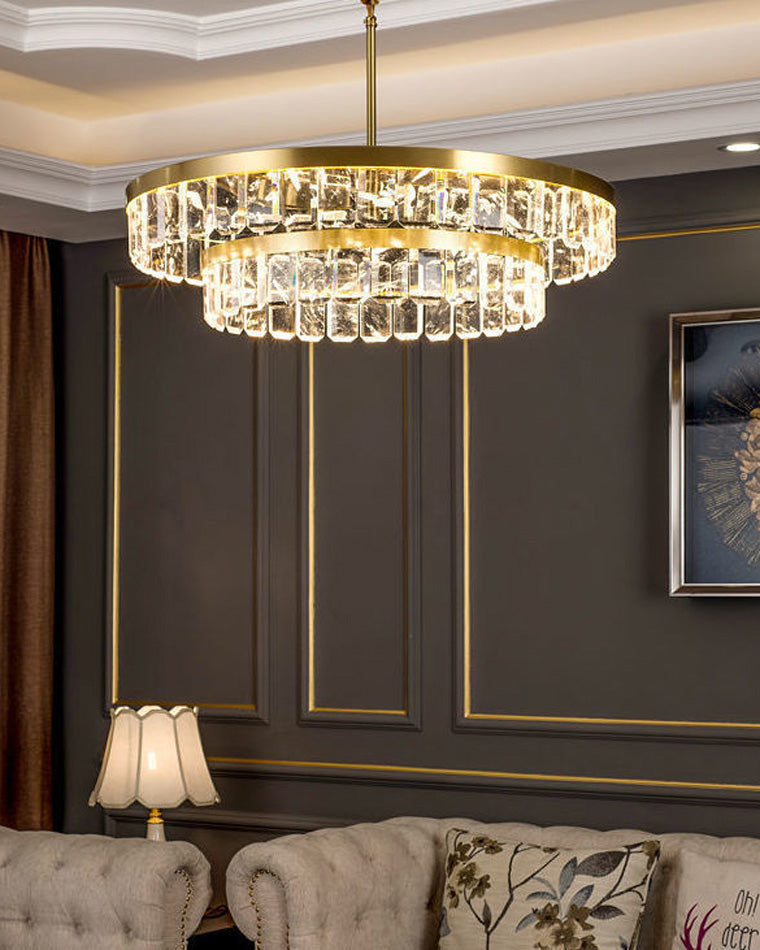 WOMO Tiered Gold Crystal Chandelier-WM2539