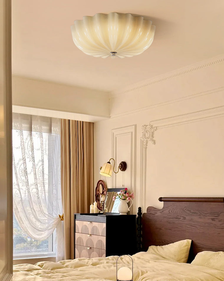 WOMO Pleated Glass Flush Mount Ceiling Light-WM1133