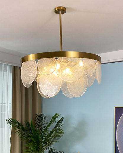 WOMO Round Textured/Seeded Glass Chandelier-WM2741