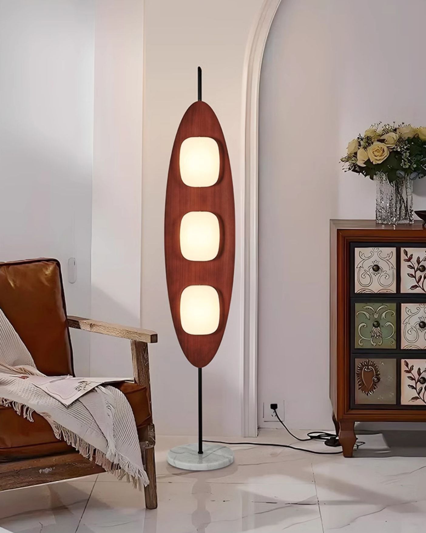 WOMO Modern Wood Oval Floor Lamp-WM7080