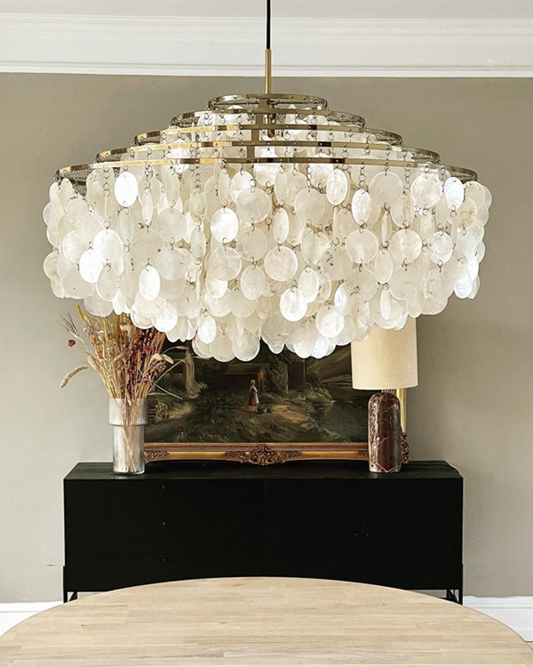 WOMO Tiered Capiz Round Chandelier-WM2346