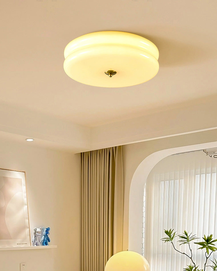 WOMO Round Cream Glass Flush Mount Ceiling Light-WM1132