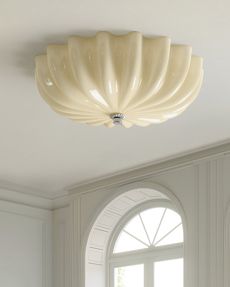 WOMO Pleated Glass Flush Mount Ceiling Light-WM1133