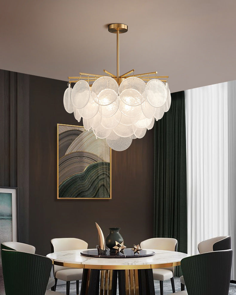 WOMO Tiered Textured Glass Cloud Chandelier-WM2005