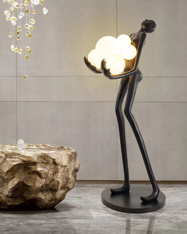 WOMO Sculptural Glass Globe Floor Lamp-WM7083