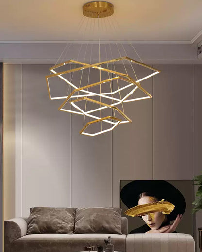 WOMO Tiered Hexagon Led Chandelier-WM2463