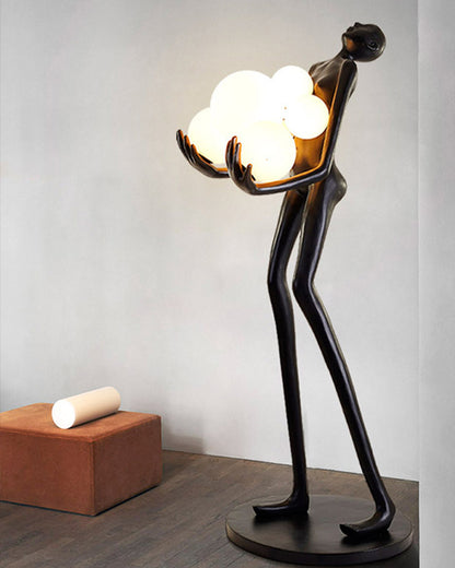 WOMO Sculptural Glass Globe Floor Lamp-WM7083