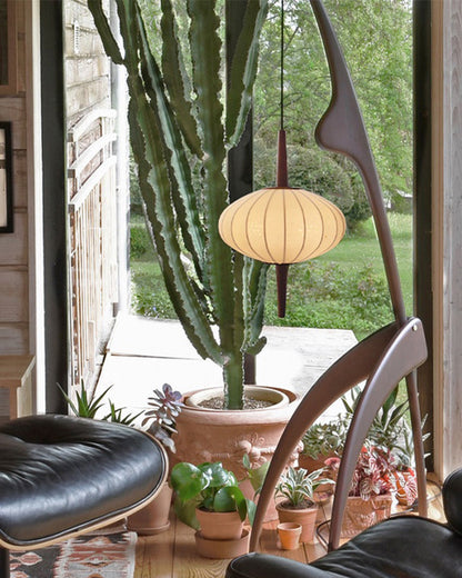 WOMO Flying Saucer Tripod Wood Floor Lamp-WM7136