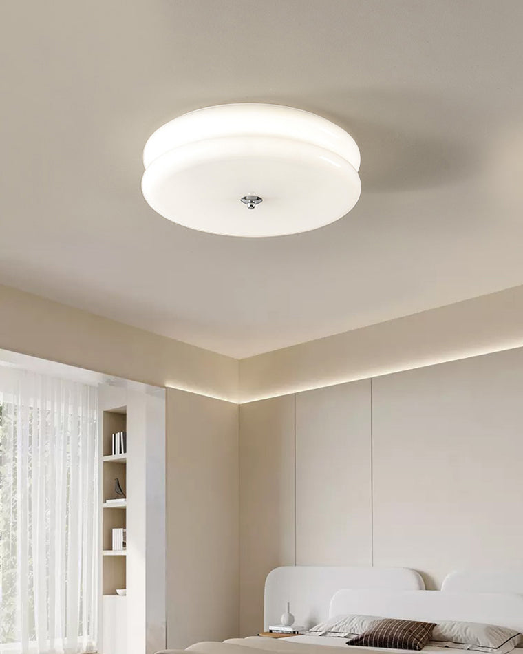 WOMO Round Cream Glass Flush Mount Ceiling Light-WM1132