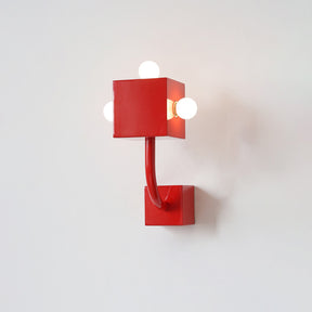 WOMO Red Square Mid Century Wall Sconce with Pull Chain-WM6050