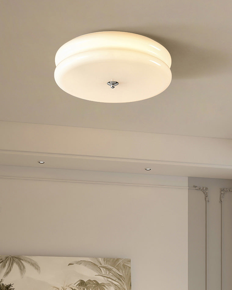 WOMO Round Cream Glass Flush Mount Ceiling Light-WM1132