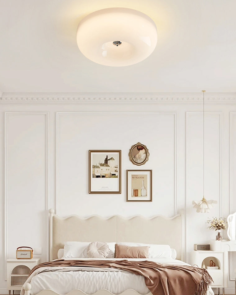 WOMO Round Milk Glass Flush Mount Ceiling Light-WM1134