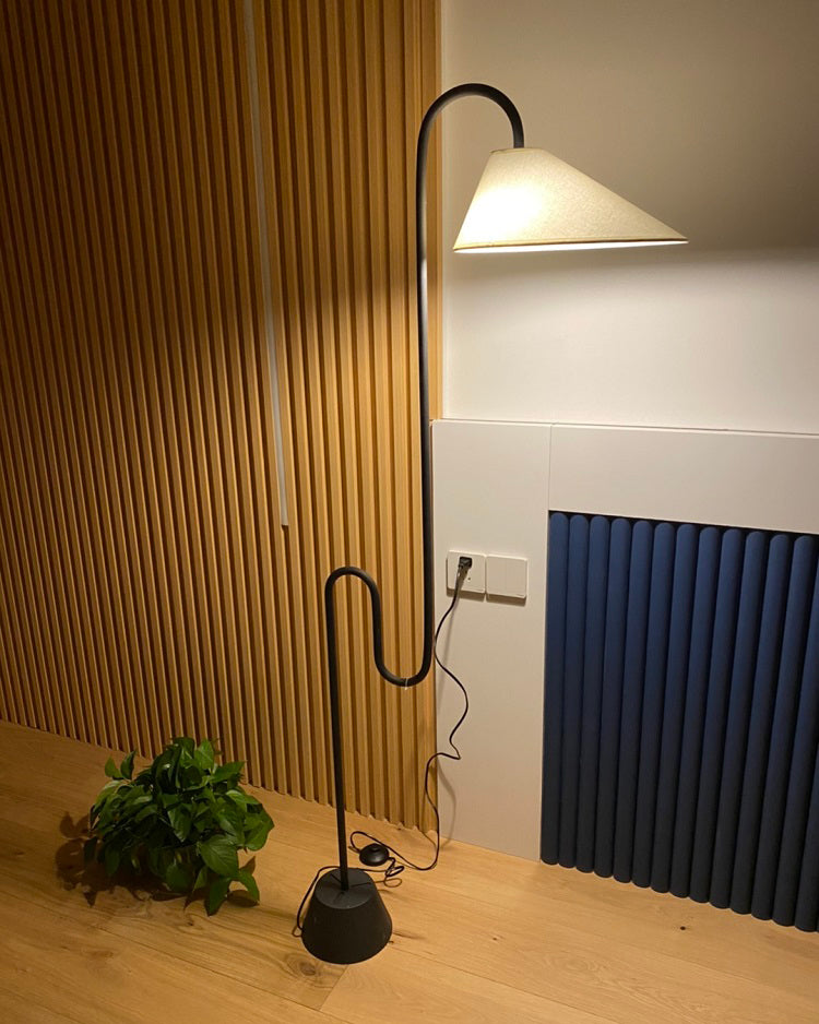 WOMO Fabric Gooseneck Floor Lamp-WM7096