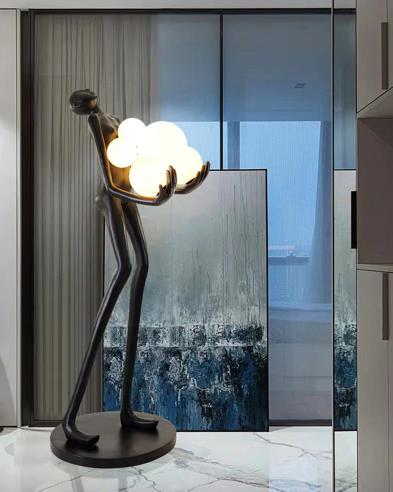 WOMO Sculptural Glass Globe Floor Lamp-WM7083