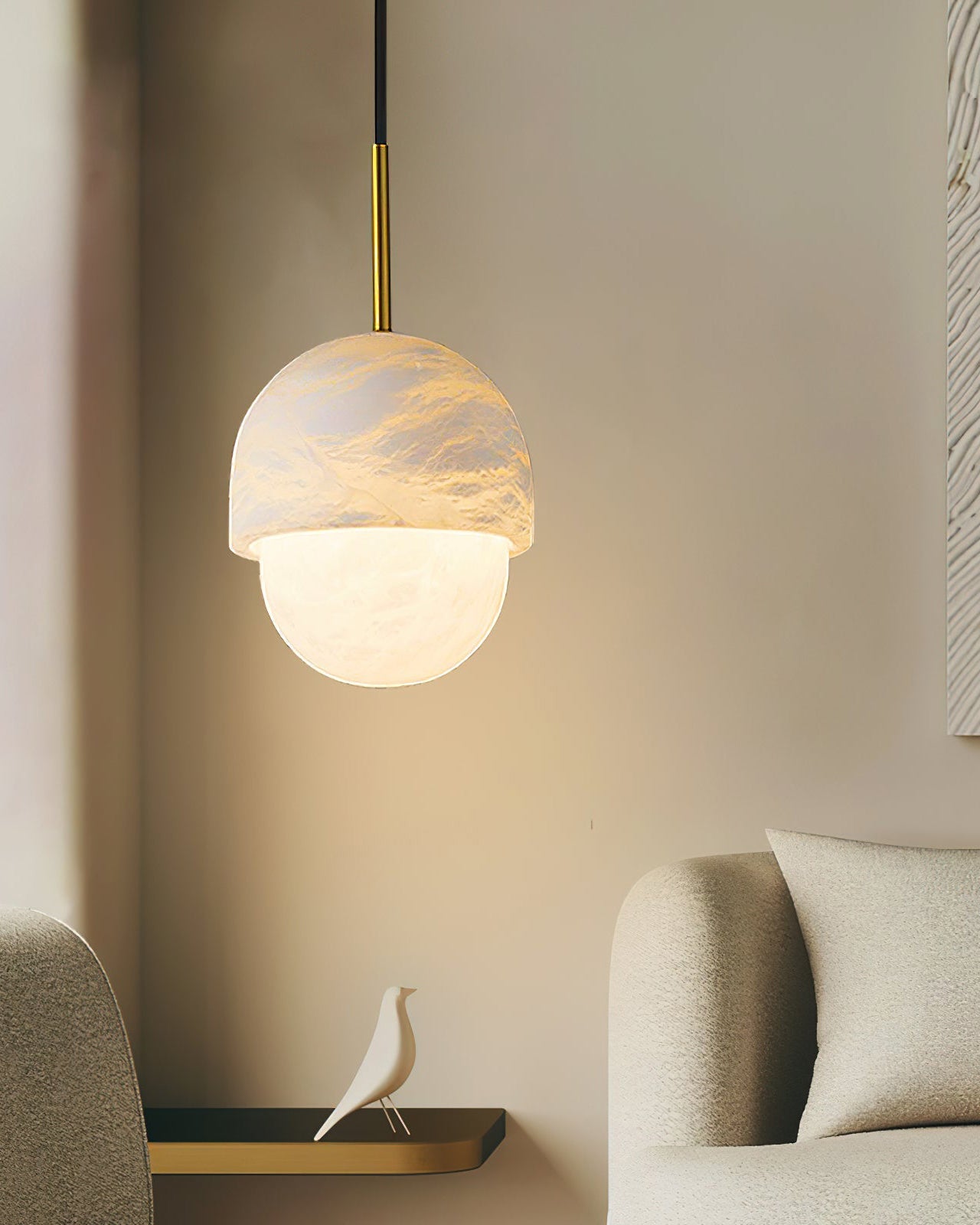 WOMO Alabaster Globe Pendant Light-WM2903