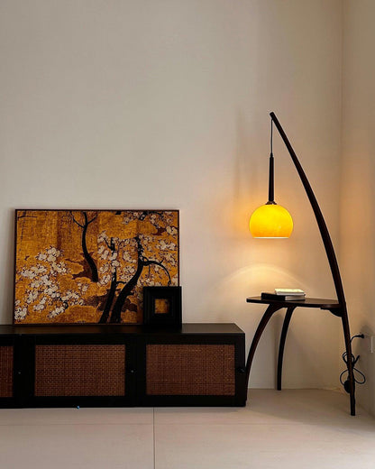 WOMO Hanging Wood Floor Lamp with Table-WM7130