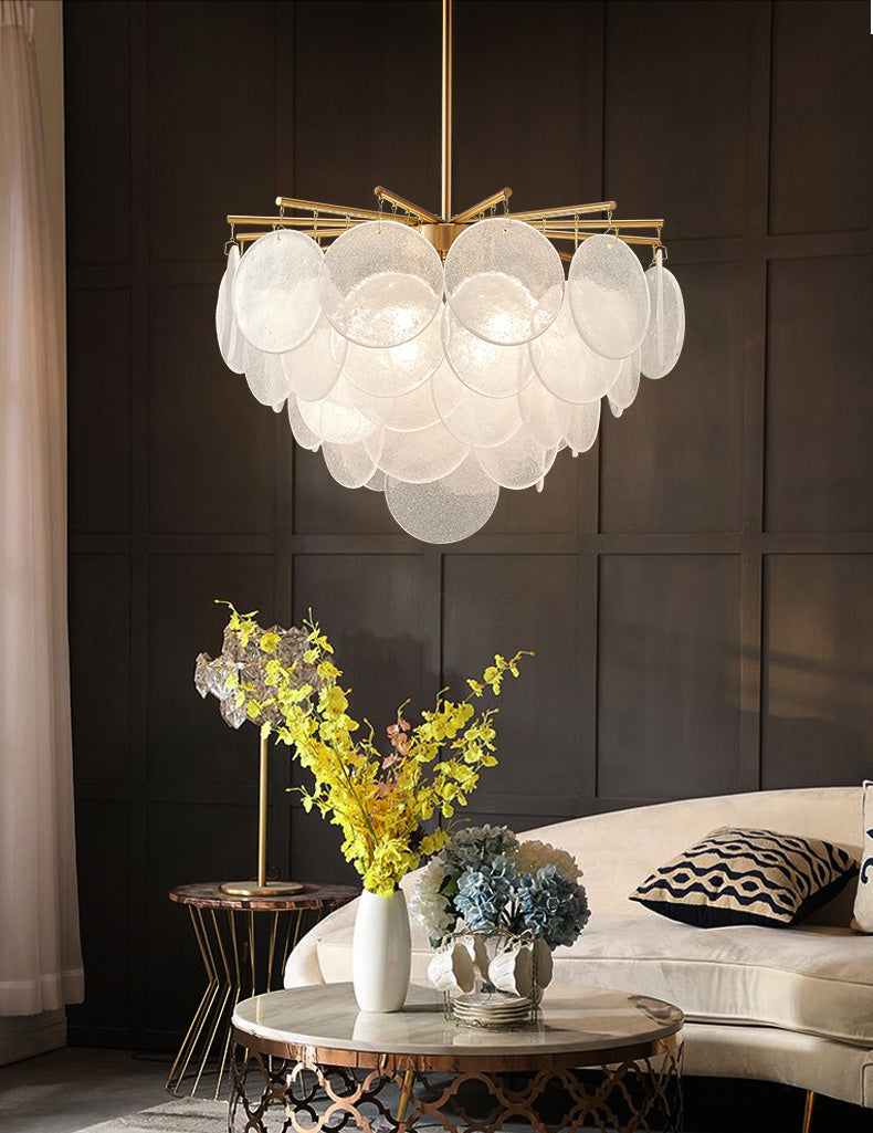 WOMO Tiered Textured Glass Cloud Chandelier-WM2005