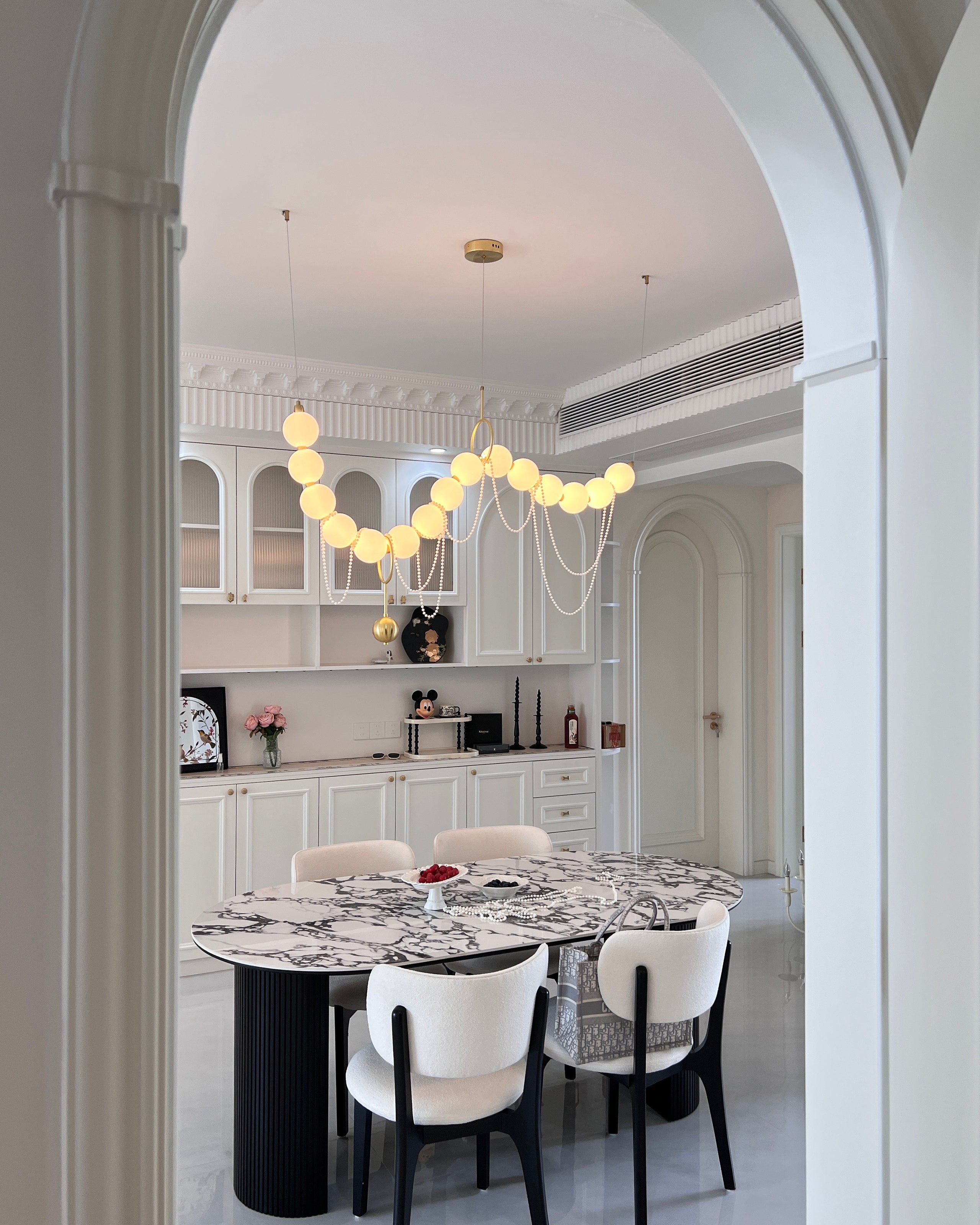 WOMO Pearl Brass Globe Dining Room Chandelier-WM2102a