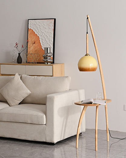 WOMO Hanging Wood Floor Lamp with Table-WM7130