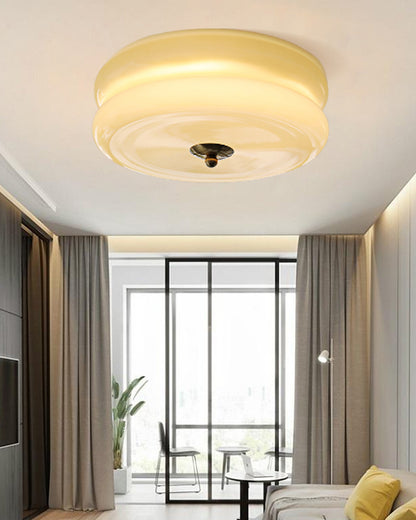 WOMO Round Cream Glass Flush Mount Ceiling Light-WM1132