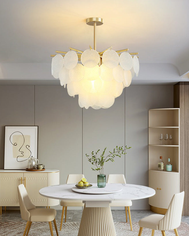 WOMO Tiered Textured Glass Cloud Chandelier-WM2005