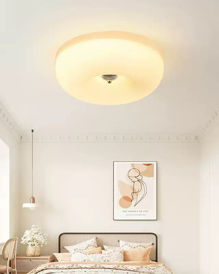 WOMO Round Milk Glass Flush Mount Ceiling Light-WM1134