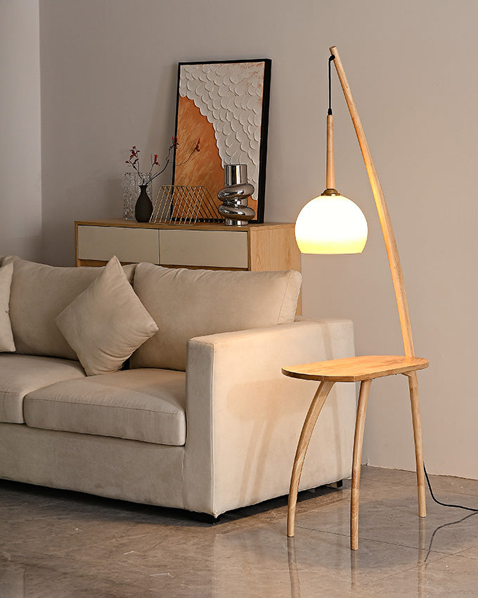 WOMO Hanging Wood Floor Lamp with Table-WM7130