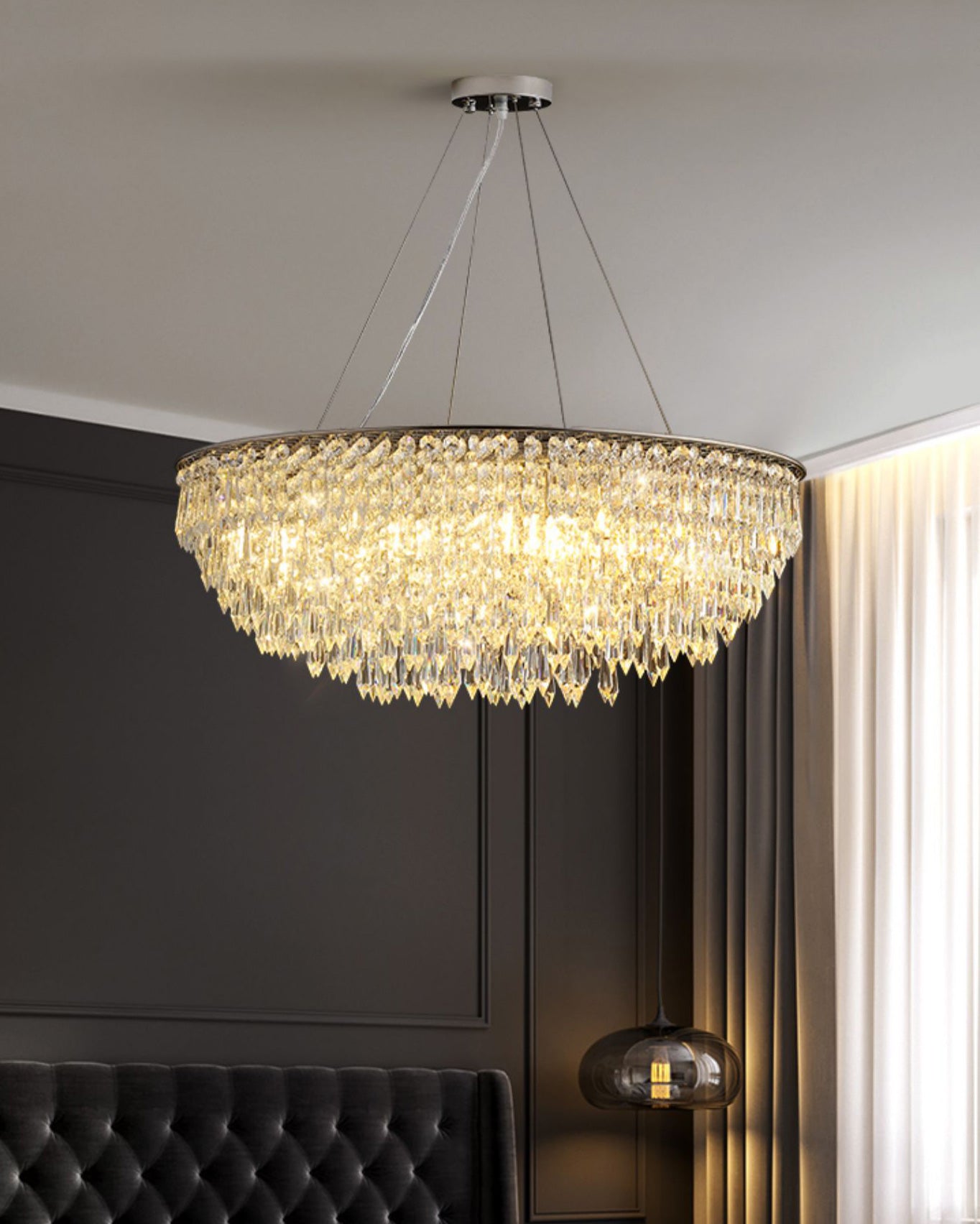 WOMO Cascading Round Crystal Chandelier-WM2628