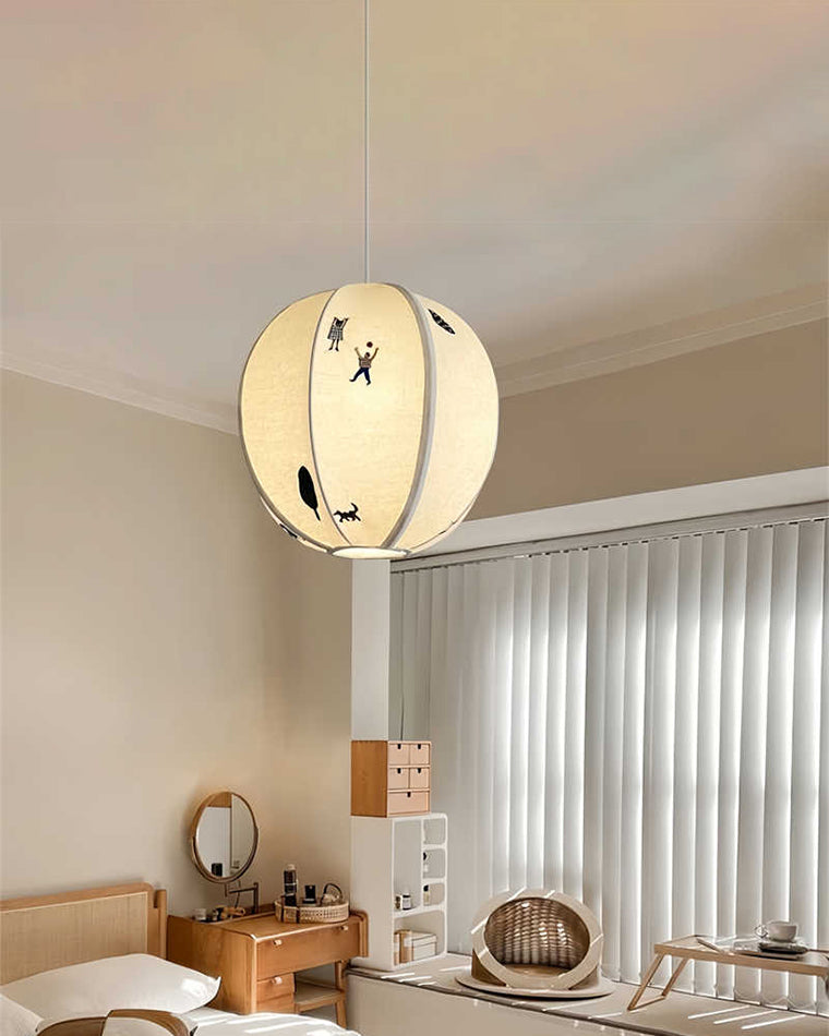 WOMO Fabric Globe Pendant Light-WM2945