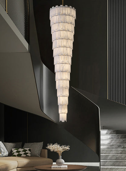 WOMO Long Cascading Alabaster Staircase Chandelier-WM2927