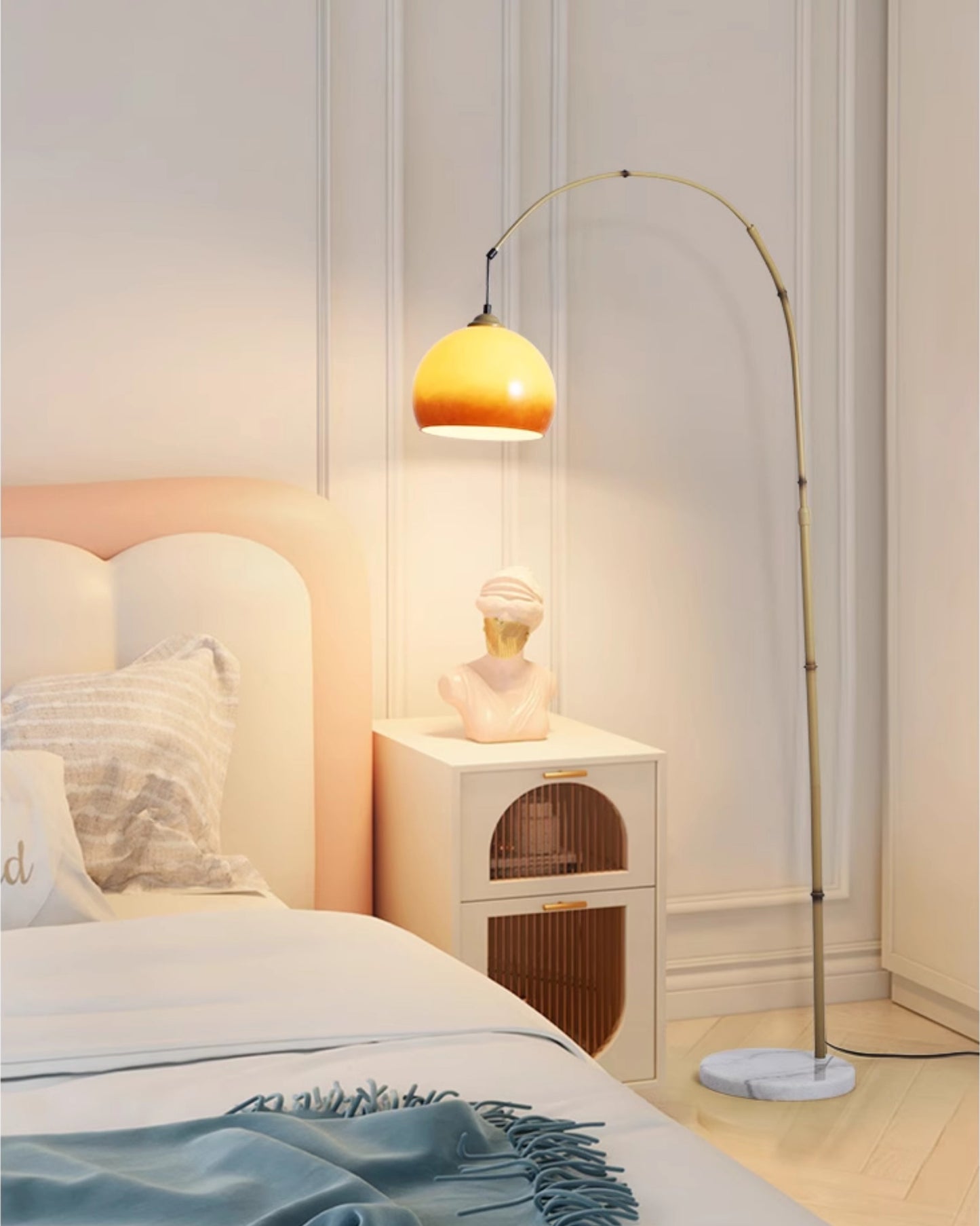 WOMO Hanging Bamboo Arc Floor Lamp-WM7133