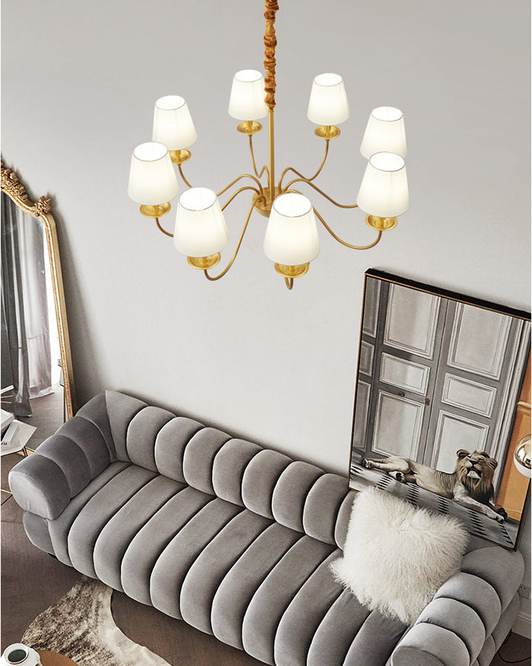 WOMO Gold Fabric Shaded Chandelier-WM2951