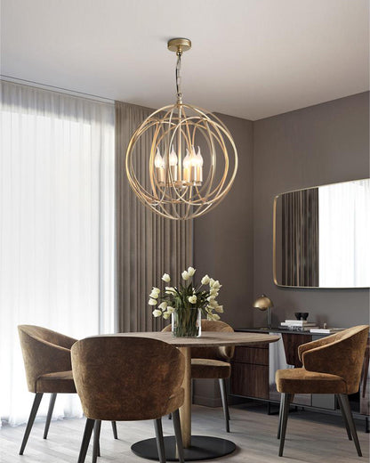 WOMO Gold Orb Cage Chandelier-WM2593