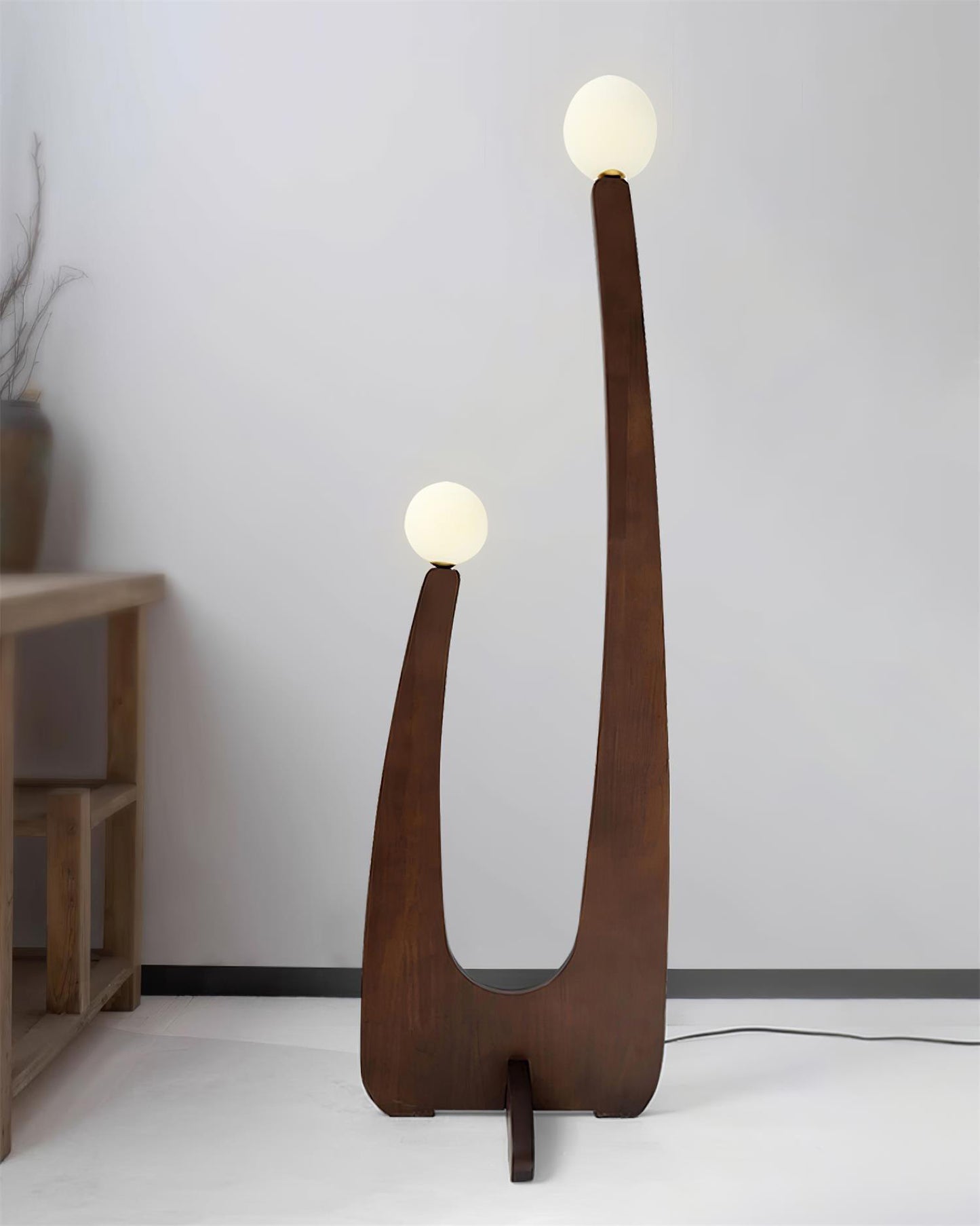 WOMO Globe Wood Sculptural Floor Lamp-WM7131