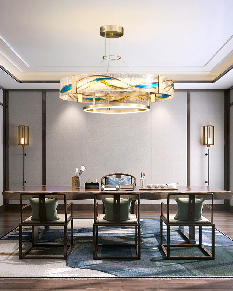 WOMO Enamel Round Brass Chandelier-WM2335
