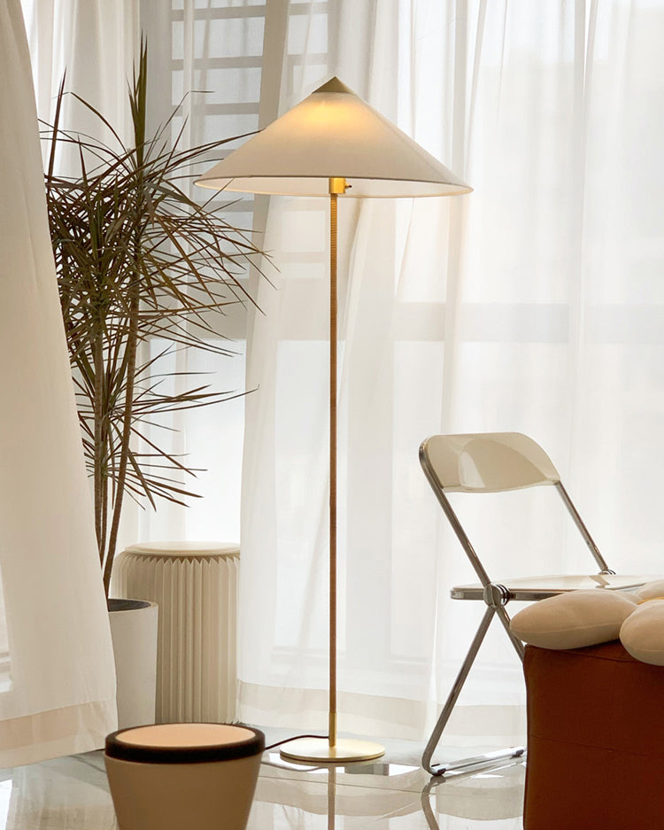 WOMO Rattan Fabric Cone Floor Lamp-WM7095