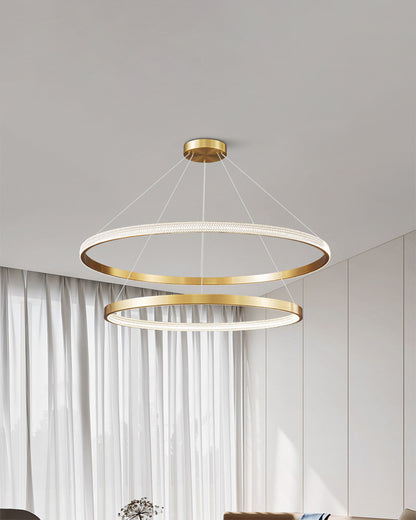 WOMO Tiered Circular Led Brass Chandelier-WM2347