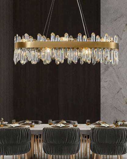 WOMO Gold Long Oval Crystal Chandelier-WM2339b