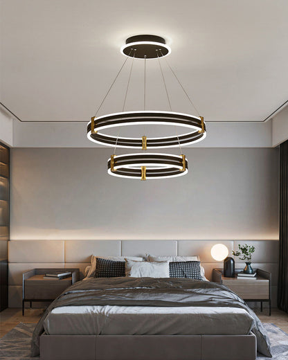 WOMO Tiered Black Rings Chandelier-WM2172