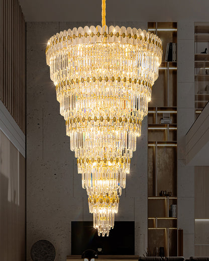 WOMO Tiered Tapered Gold Crystal Chandelier-WM2533