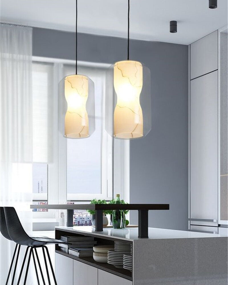 WOMO Alabaster Glass Round Pendant Light-WM2837