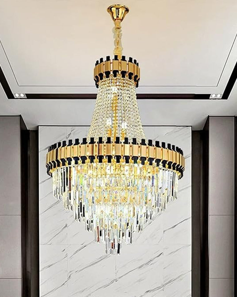 WOMO Tiered Gold Crystal Chandelier-WM2745