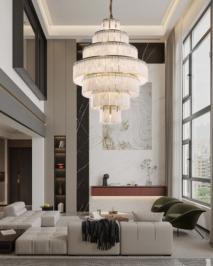 WOMO Giant Tiered Alabaster Foyer Chandelier-WM2926