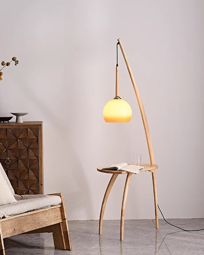 WOMO Hanging Wood Floor Lamp with Table-WM7130